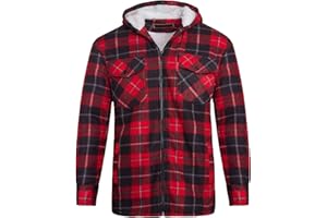 shelikes Mens Womens Shirts Fleece Padded Lumberjacket Sherpa Fur Lined Lumberjack Hooded Quilted Thermal Check Shirt