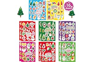 FYVADIO Adesivi Natalizi, 226PCS Adesivi Natalizi per Bambini Adesivi per Ragazzi Ragazze Capodanno Buste Impermeabili Bottiglia d'acqua Mestieri Scrapbook Adesivo Decor Partito Goodie Regali borse Decor