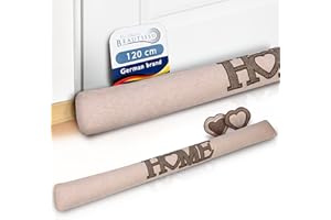 Beautissu Paraspifferi Imbottito per Porta e finestra Tuuli He L120xP8xA8 cm in Poliestere - paraspiffero Universale porte e finestre - paravento sottoporta Isolante - Contro Il Freddo - Beige