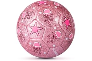 U&C Planet Bolas para niños pequeños, Mini balón de fútbol de 6 Pulgadas, Lindo Animal de Dibujos Animados Bola de Goma Suave y Animosa (Medusa Rosa)