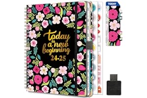 Gumiho Agenda settimanale 2024 2025 Spirale – Agenda scolastica A5 (luglio 2024-giugno 2025) – con anello di penna,segnalibro con righello e adesivi per piani