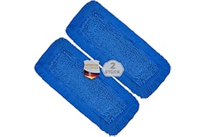Okaei Lot de 2 housses de serpillère (40 cm) – Pour nettoyage à sec et humide – Housse de balai pour tous les supports et presses courants – Housse de balai bleue