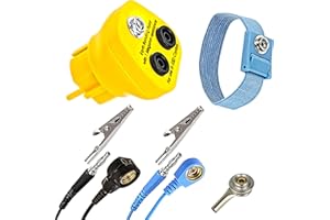 Minadax - Pietra per messa a terra + manicotto con estensione di 2,4 m extra lungo – EBP – Innovativo connettore ESD antistatico con messa a terra – 1 presa con bottone a pressione 2 spine a banana