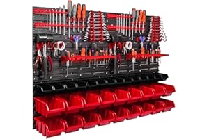 BOTLE ITBNN600x4-U2020-MIX15 Étagère murale, 1152 x 780 mm, système de stockage avec supports à outils, boîtes empilables, de rangement, panneau mural extra solide, rayonnage extensible