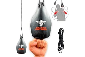 BULL DOZA FIGHT WEAR Saco de reacción Slip - Ancho del Golpe - 1 kg Cuando está Lleno - Cuerda de 2 m incluida - Saco de Boxeo MMA - Negro - Saco de Defensa n.° 1 1 (no de Boxeo) (Negro)(M)