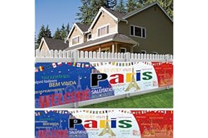MAYOII Bannière de Bienvenue Internationale Longue Décoration Jeux Olympiques Bannière pour les Jeux Olympiques Drapeau Olympique en Polyester 8.2x1.64ft
