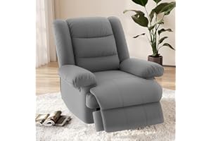 Hamlody Recliner Armchair Padded Seat Single Sofa Lounge Seating Manual Adjustable Legrest and Reclining PU Leather Couch Chair for Living Room Bedroom Home (Grey, 29L x 25.6W x 38.6H in)