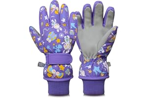 Tolaler Guanti Neve Bambina, Guanti per Bambini in Peluche Caldi e Spessi Guanti Bambino Invernali Impermeabili Antiscivolo Età 1-13 (Unisex)