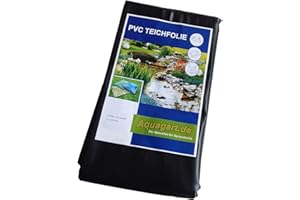 Hochwertige PVC Teichfolie 0,5mm Stärke 4m x 2m I Fisch und Pflanzenfreundlich, UV- und witterungsbeständig I Schwimmteich Folie Gartenteich schwarz I Aquagart Garten- und Teichzubehör