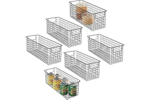 mDesign Zestaw 6 uniwersalnych koszy – wysoki kosz do przechowywania z metalu – kompaktowy kosz druciany z uchwytami – uniwersalne pudełko siatkowe do kuchni, łazienki i innych pomieszczeń – czarny matowy