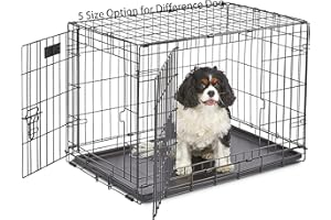 JIGERJS Dog Crate for Indoor and Outdoor,Pet Cage with 2 Doors Dog Kennel Easy Clean Removable Tray Foldable Metal Training Crate(30 INCH)