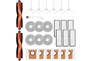 CHYODI 27 Stück Zubehör für Xiaomi X20+ / X10 Plus Saugroboter, Ersatzteile 6 Staubbeutel 6 Wischpad 2 Hauptbürste 6 Seitenbürsten 6 HEPA Filter 1 Reinigungsbürste