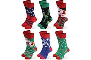 MOONLIGHT MANOR Świąteczne skarpety dla mężczyzn, 6-Pack męskie skarpety świąteczne, Xmas Crew skarpety EU Rozmiar 37-46