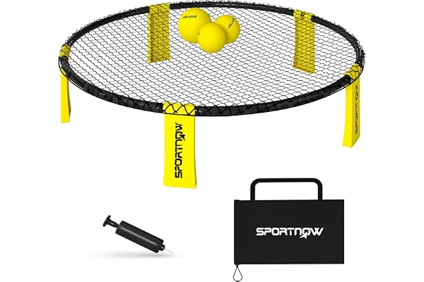 SPORTNOW Set Complet pour Mini Volleyball Spike avec Filet, 3 balles, Pompe et Sac de Transport Facile à Installer, Jeu d'extérieurpour Adulte et Adolescents, Jaune