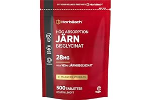 Järntabletter 28 mg - 500 Veganska Tabletter - Järntillskott Hög Dos