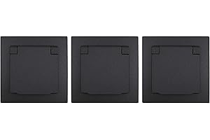MC POWER - Paquete de 3 bases IP44 | FLAIR | 250V~/16A, base empotrable con tapa abatible, antracita, mate