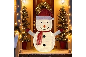 Schneemann Deko, Diealles Shine 3D Weihnachtsfiguren für Deko, LED Weihnachtsbeleuchtung, Weihnachtsdeko für Innen Aussen