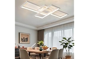 MQW Plafoniera LED Semplice Soffitto Moderno Lampada Salone Del Soffitto Atmosferica Rettangolare Faretti Lampada Da Letto in Alluminio Acrilica Riflettori Dimming Continuo Con Telecomando,Bianca,L80