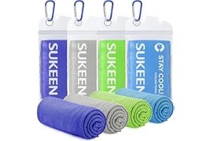 Sukeen Cooling Towel 4 pack, Coolings Towels for Neck Cool Towel for Instant Cooling Relief, Cold Towels for Hot Weather Cooling Scarf for Neck for Running Golf Hiking & Outdoors sports