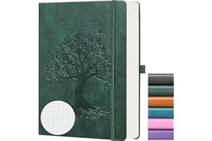 ‎ZXHQ ZXHQ A5 Bullet Dotted Journal Gepunktet Notizbuch, 150gsm dickes Papier, 256 Seiten, Punktraster-Hardcover, Lebensbaum-Design, feine Innentasche - 15 × 21cm Dunkelgrün