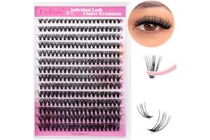 FADLASH 280pcs Extensiones Pestañas Postizas Individuales 40D Cluster Lashes 0.07mm Rizo D Mix 8-16mm Volumen Ruso Pestañas Racimo