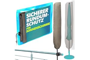 Menz Housse de protection pour parasol - En polyester - Taupe - 2 m de diamètre / 2 m x 1,25 m - Durable - Résistant aux UV - Résistant aux intempéries