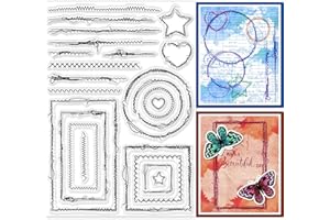 GLOBLELAND Sellos transparentes de encaje para manualidades, álbumes de recortes, borde de hilo de coser, sellos transparentes de silicona, 21 x 15 cm, sellos transparentes para hacer tarjetas,