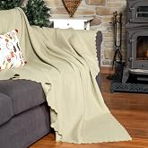 Latuda Home Mikrofiber Ş&ouml;nil Fitilli Minimalist Koltuk &Ouml;rt&uuml;s&uuml; - 175x215 cm, &Ccedil;ift Taraflı, Kaymaz, Terletmez,Krem