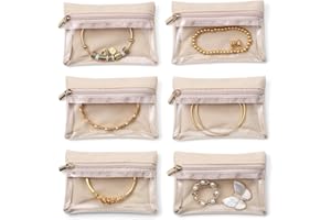 Vlando 2024 - Portagioie da viaggio, piccolo, in velluto, trasparente, con chiusura lampo, in organza, per donne, ragazze, idea regalo, 6 pezzi