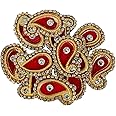Decorama Handmade Embroidery Gota Patti Paisley Shape Booti Applique - Pack of 20 Pcs | Decorative Work Crafting Badge Patches for Saree, Lehenga, Kurti & Dupatta | Sew on Appliques - Red