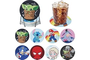 BEAYIOU 8 Pieces Diamond Painting untersetzer with Holder, Diamond Art Painting Cartoon Animals, Diamond Painting Sets, DIY Children Coasters for Crafts Adults