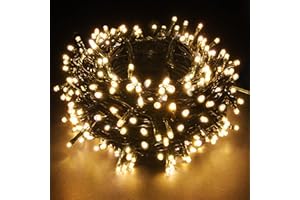 YOSION 53M Cavo Verde Scuro Catena Luci A Led Luminoso Natalizia Luce Lucciole Con 8 Funzioni Ideale Per Natale Compleanni Feste (500 LED, Bianco Caldo)
