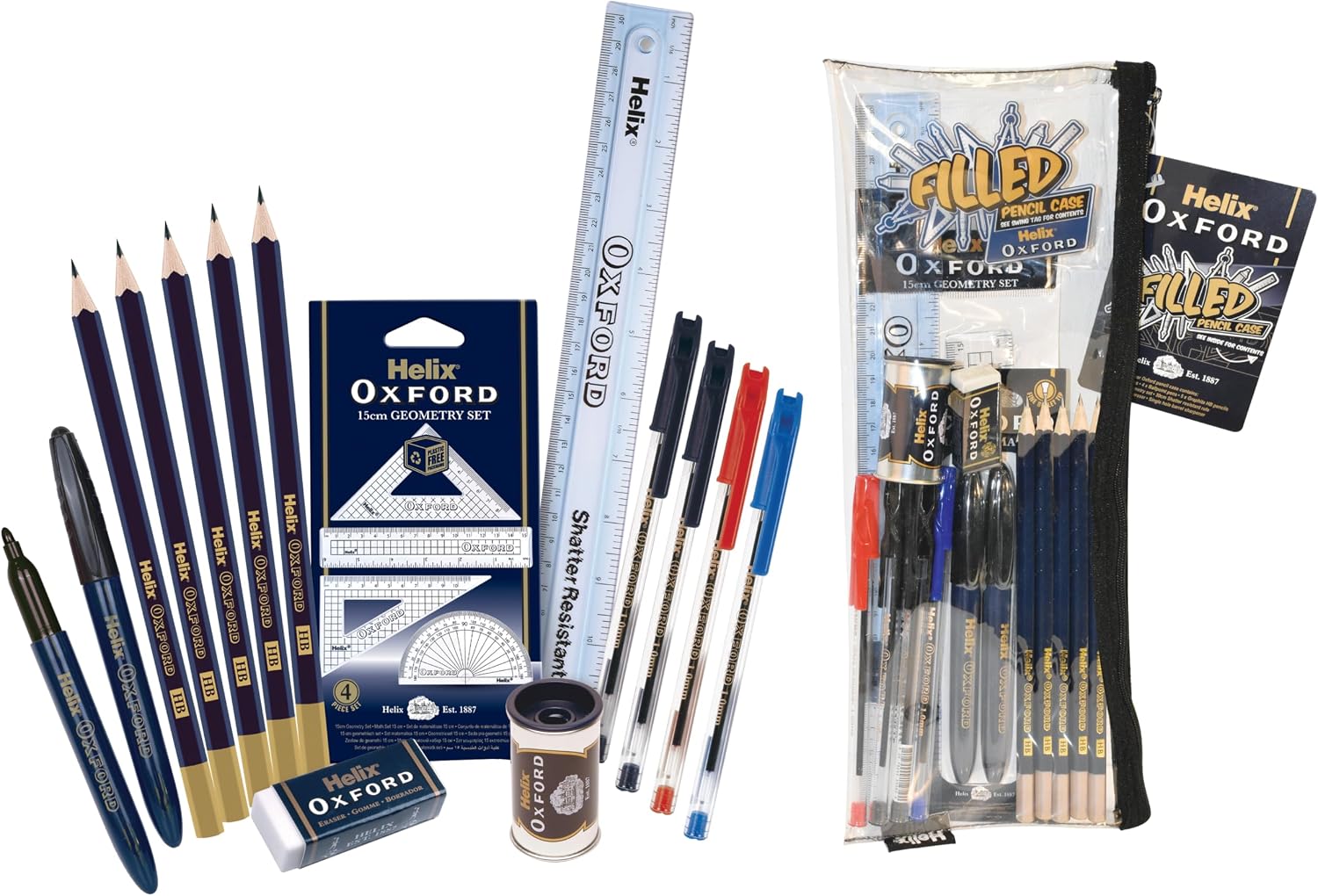 Qualité de Fabrication & Durabilité : Helix 930836 Large Oxford Filled Pencil Case