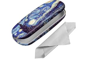 FINTIE Funda Gafas Rigida, Portátil Cuero y Sintético Estuche Gafas Rigido con Pañuelo Limpia Gafas para Mujeres y Hombres