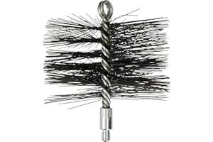 FIREFIX 2036/5 Spazzola per Tubi Stufa in Filo d'Acciaio con Filettatura Esterna M12, Diametro 150 mm, Nero