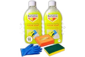 Sugar Soap for Walls, UPVC Cleaner - For Cleaning and Painting Prep - Heavy Duty Kitchen Degreaser, Grease Remover - 2 x 500ml Concentrate with Microfibre Cloth, Sponge and Gloves - Decorator's Friend
