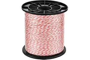 KEDIFOAI 1000M Cuerda para cerca eléctrica, cercas de alambre para ganado de acero inoxidable, cuerda conductora para cerca, accesorios para cerca eléctrica para (Rojo+Blanco, 1000M)