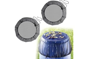 TESYEUX 2 PCS Red Protectora para Barril de Lluvia con Cuerda de Tracción,95CM Red para Depósito de Agua de Lluvia, Protección contra Hojas y Mosquitos Adecuado para Jardín Uso en Exteriores