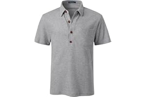 Harbrosrce Homme Polo en Coton piqué à Coupe Classique Manches Courtes Polos d'été Casual Couleur de Contraste Polos de Sport Golf Tennis T-Shirt Tricot Gaufre avec Poche
