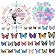 Set of Bicycle Decor Bike Bicycle 108pcs Wheel Spoke Beads Luminous Plastic Round Spoke Bead 30pcs Butterflies Clips 6pcs Dragonflies Clips