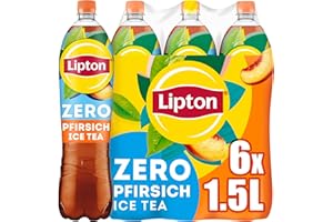 ‎LIPTON LIPTON ICE TEA Zero Peach – Zuckerfreier Eistee mit Pfirsich Geschmack , EINWEG (6 x 1.5 l)