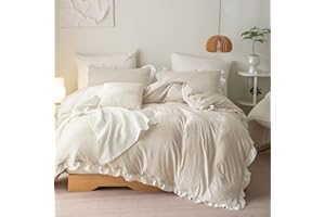 ‎LANQINGLV Lanqinglv Girls’ Ruffle Pink Bed Linen, 3-Piece, Microfibre Bed Cover Duvet Cover with Zip and Pillowcases, 80 x 80 cm