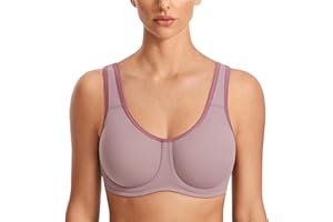 SYROKAN Women's Max Control Solid High Impact Plus Size Underwire Sports Bra for Large Breasts