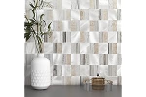 BeNice Azulejos adhesivos para cocina, azulejos de pared autoadhesivos, azulejos de pared de metal para salpicaduras (gris rústico, 10 hojas)