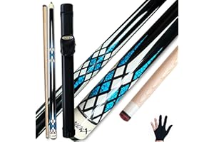 TaiBA 2-Piece Pool Stick With 1x1 Case,13mm Tip, 58", Hardwood Canadian Maple Professional Billiard Pool Cue Stick 19-22 Oz (Selectable)-Blue, Black, Red, Gray, Green, Brown