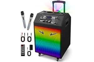 GEYGUY PRO Cassa Karaoke professionale Completo con microfono, Altoparlante bluetooth potente portatile per adulti, EQ/USB/AUX/luce del partito per TV/proiettore GTSK10-4