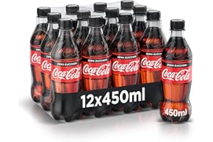 Coca-Cola Zero Zuccheri – 12 Bottiglie da 450 ml, Tutto il Gusto della Formula Coca-Cola Senza Calorie, in Bottiglia PET 100% Riciclabile, Bevanda Analcolica con Edulcoranti.