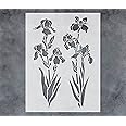GSS Designs Large Iris Flower Stencils for Painting 12x16Inch Reusable Flower Stencils for Painting Wood Crafts Canvas Paper Fabric Floor Wall Furniture DIY Art and Craft Paint Stencils