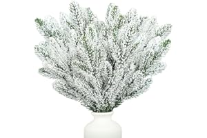 CKCSHI 24Pcs Christmas Artificial Pine Branches, Fake Cedar Picks, Tree Filler Branches, Winter Faux Fir Pine Sprays Twig for Table Home Garden Decoration