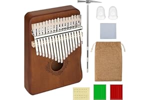 KINBOM 1 Stück Daumenklavier Bausatz, Braun Massivholz Kalimba Kalimba Thumb Piano Kalimba Misifu mit Zubehör für Kinder Erwachsene Anfänger (17 Tasten)